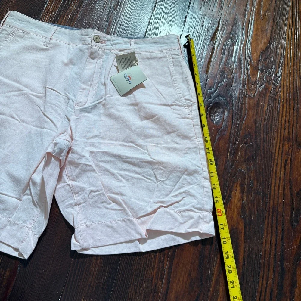 NWT Faherty Shorts Mens 30 Pink Summer Malibu Linen Blend 9